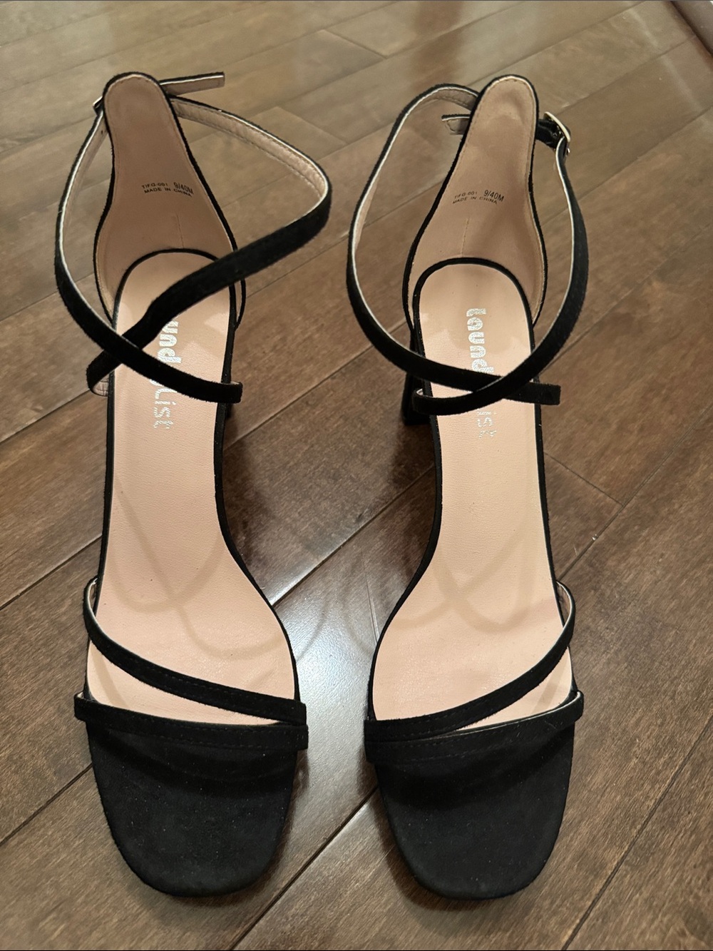 Laundry List Black Open-Toe Ankle Strap Heels